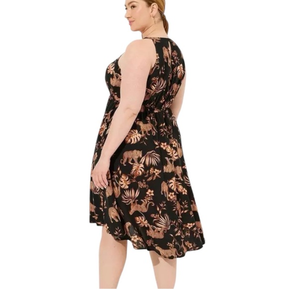 Mini Challis Halter Neck Hi-Low Dress - Picture 2 of 5